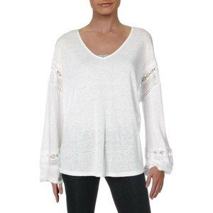 INC M White Lace Inset Peasant  Top NWT CK71